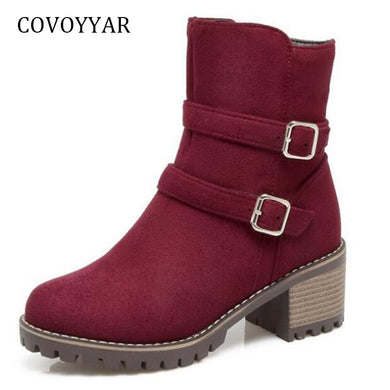 COVOYYAR 2019 2 Buckles Ankle Boots