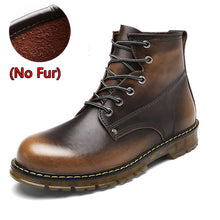 Load image into Gallery viewer, SURGUT Brand Men Boots Autumn Winter Warm Fur High Quality Split Leather Waterproof Boots