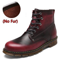 Load image into Gallery viewer, SURGUT Brand Men Boots Autumn Winter Warm Fur High Quality Split Leather Waterproof Boots