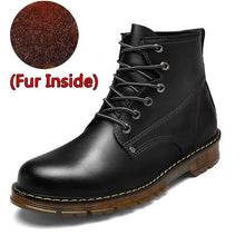 Load image into Gallery viewer, SURGUT Brand Men Boots Autumn Winter Warm Fur High Quality Split Leather Waterproof Boots
