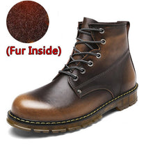 Load image into Gallery viewer, SURGUT Brand Men Boots Autumn Winter Warm Fur High Quality Split Leather Waterproof Boots