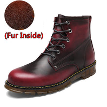Load image into Gallery viewer, SURGUT Brand Men Boots Autumn Winter Warm Fur High Quality Split Leather Waterproof Boots