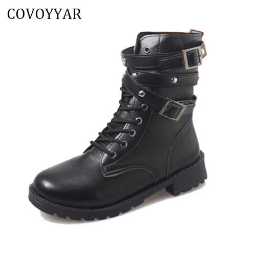 COVOYYAR 2019 Vintage Rivets Decor Platform Martin Boots